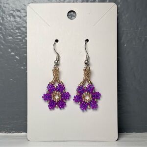 Huichol Beaded Flower Earrings